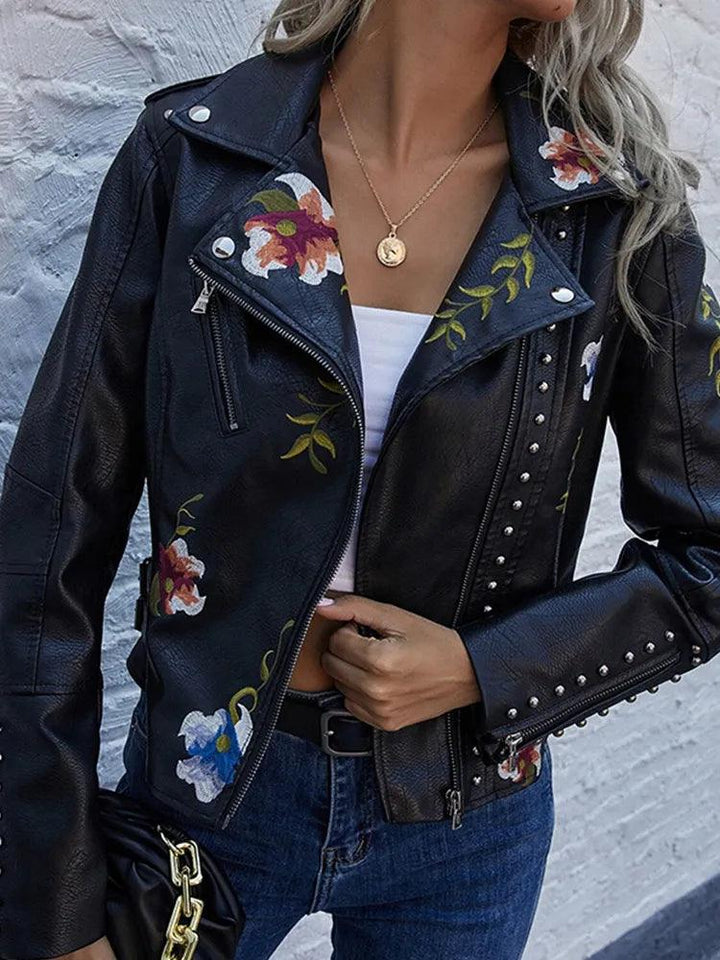 KIERA / FLORAL LEATHER JACKET