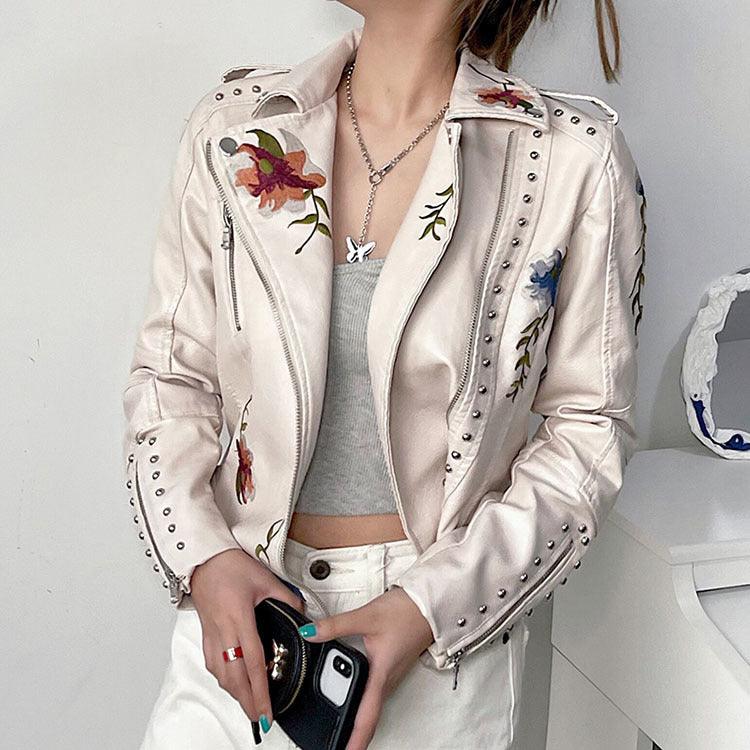 KIERA / FLORAL LEATHER JACKET
