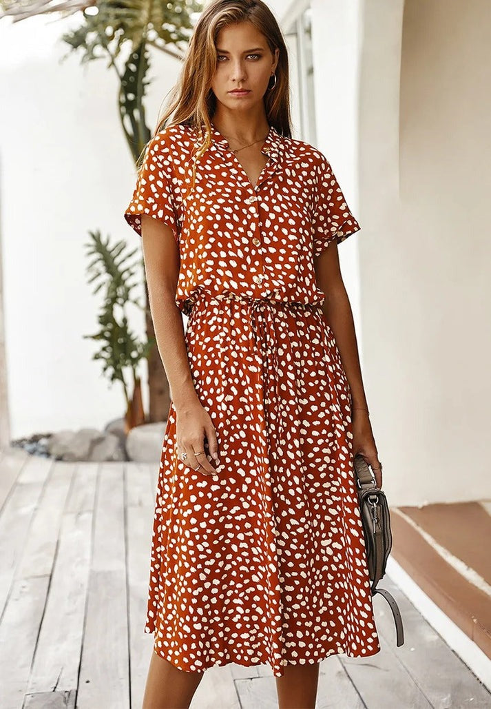 ANYA / BUTTON-UP MIDI DRESS