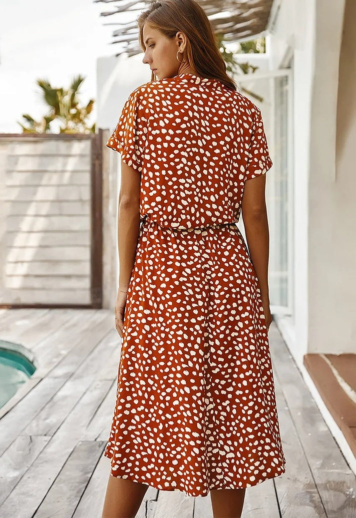 ANYA / BUTTON-UP MIDI DRESS