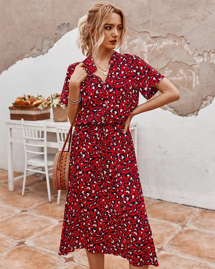ANYA / BUTTON-UP MIDI DRESS