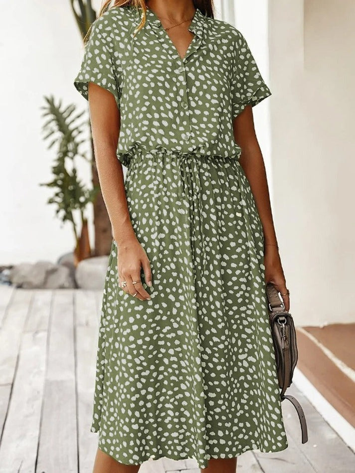 ANYA / BUTTON-UP MIDI DRESS
