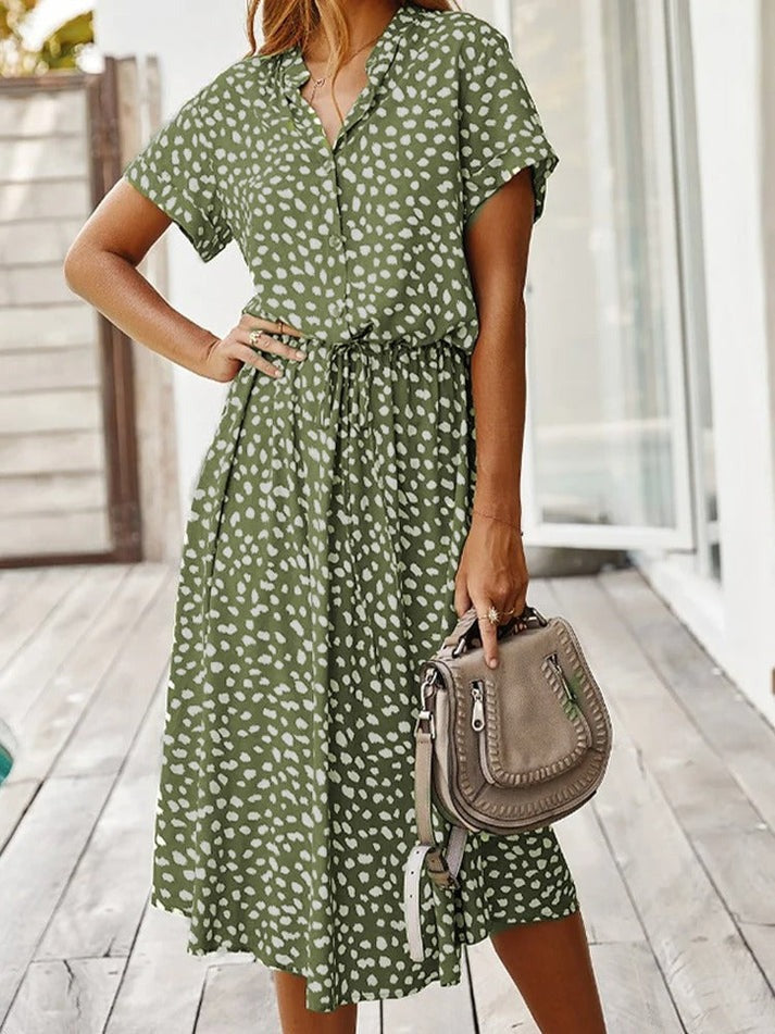 ANYA / BUTTON-UP MIDI DRESS