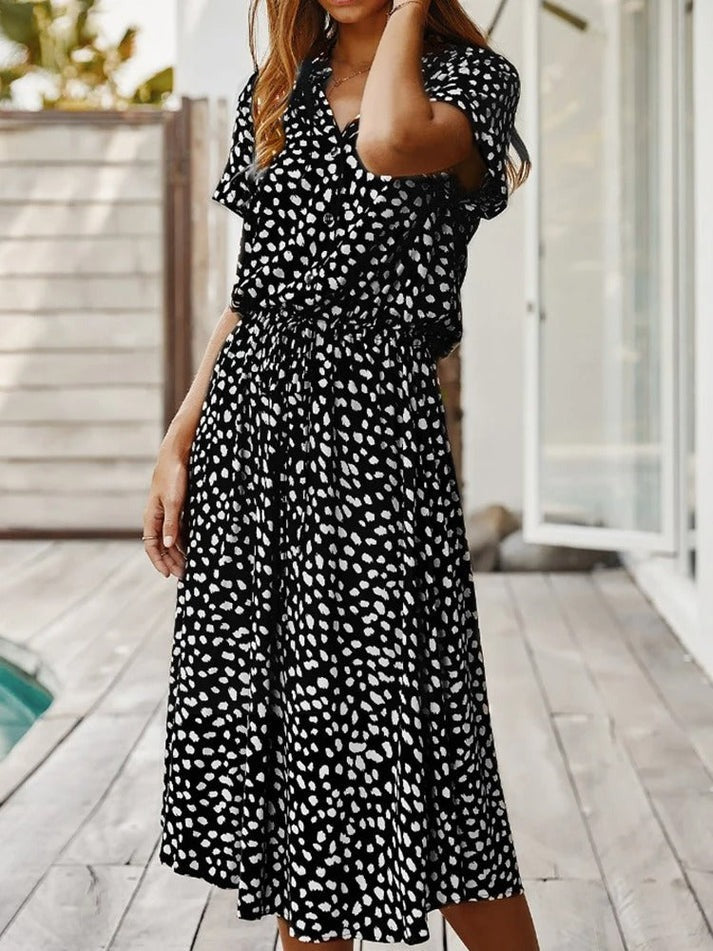 ANYA / BUTTON-UP MIDI DRESS