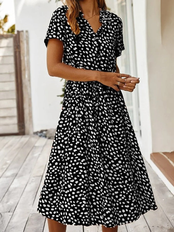 ANYA / BUTTON-UP MIDI DRESS