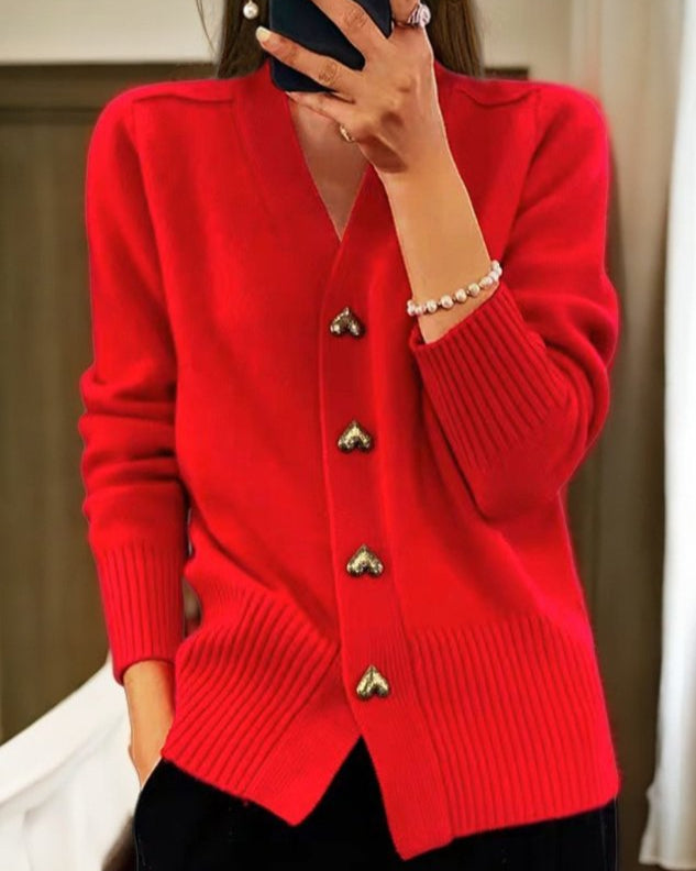 ADELE / CHARMING HEART-BUTTON CARDIGAN